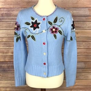 Relais Knitware Blue Cardigan Sweater Medium